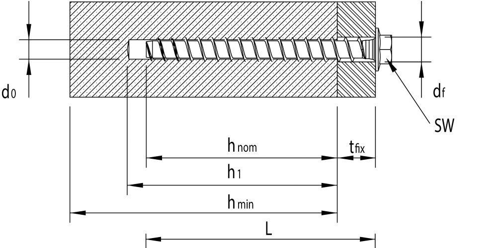 HECO MULTI-MONTI-plus SS Betonschraube Stahl HP-beschichtet Sechskantkopf mit Scheibe SW13 - 10 x 60 mm - 25 Stück