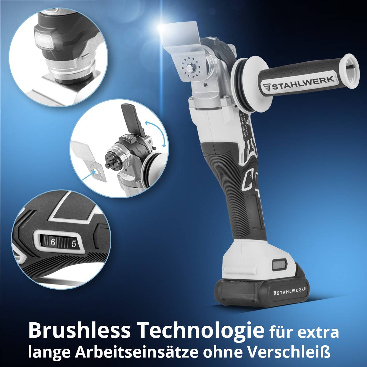 STAHLWERK Deltaschleifer Multicutter Akku Multifunktionswerkzeug 900 W Brushless