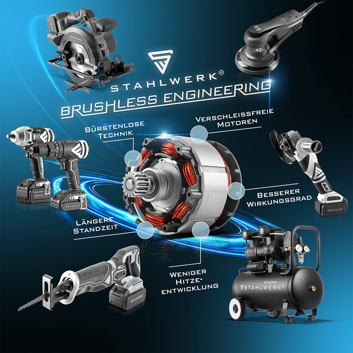 STAHLWERK Akkuschrauber ABS-18 ST mit 18 Volt und Brushless-Technologie