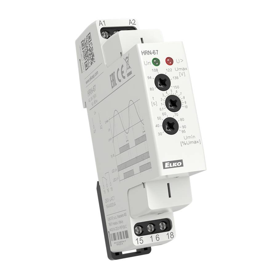 ELKO EP HRN-67 Spannungsüberwachungsrelais 1P-AC 24-150V, 1x 16A Wechsler