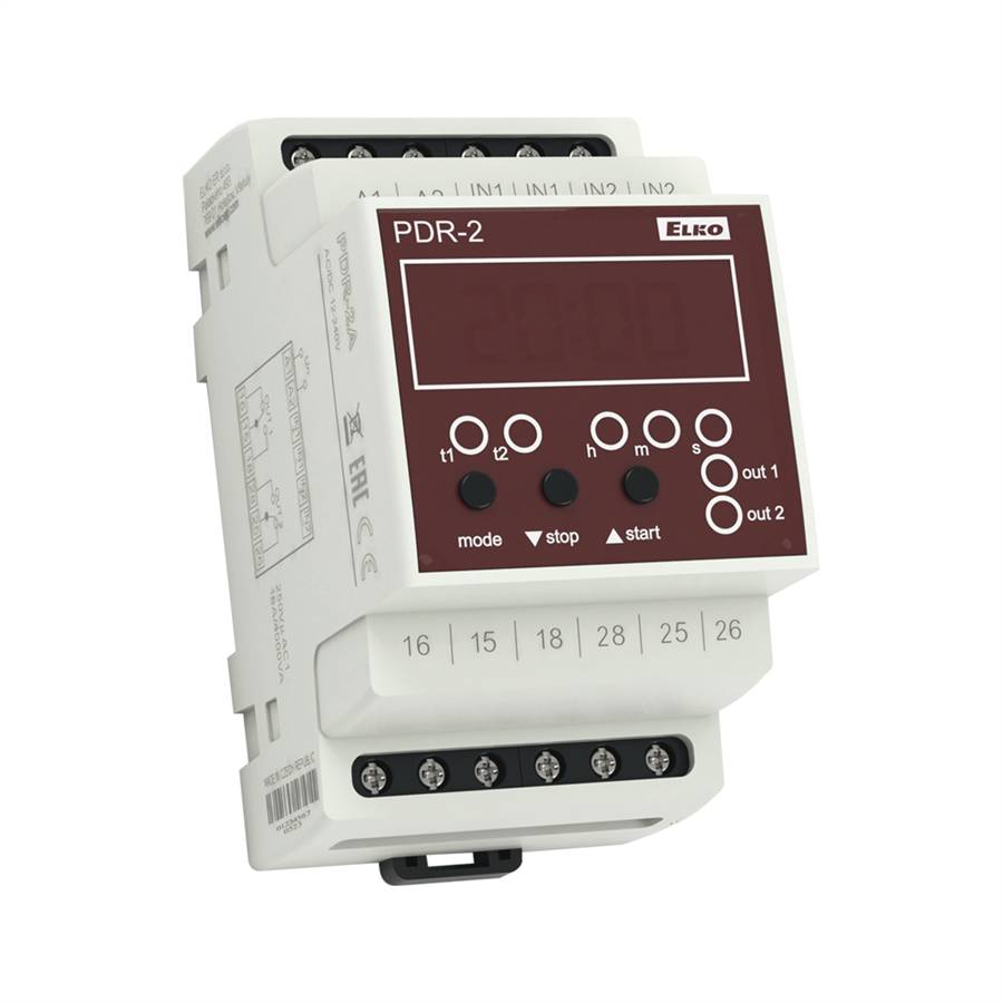 ELKO EP PDR-2A/UNI Digitales Multifunktionsrelais, 0,01s-100h, 2x16A, AC/DC 12-240V