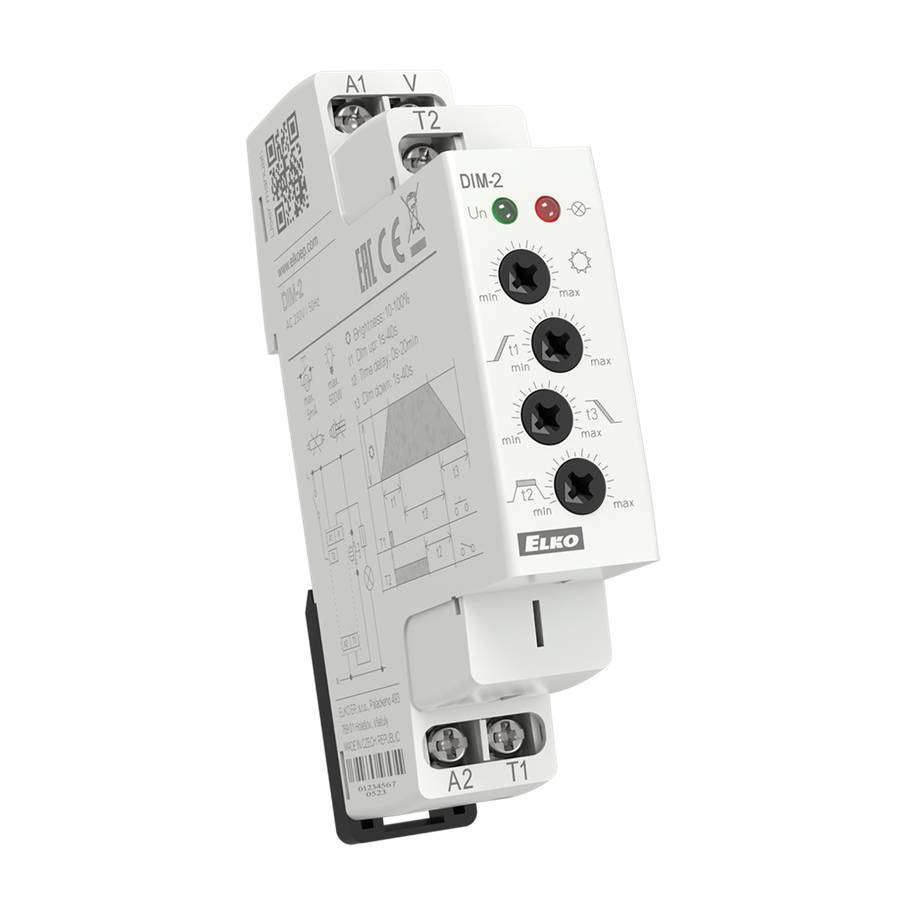 ELKO EP DIM-2-1h Treppenhaus-Dimmer, 230V AC, für R/L-Lasten und LED, DIN-Schiene