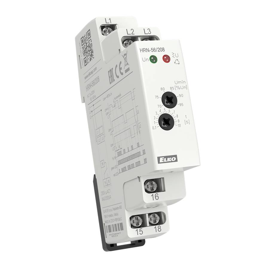 ELKO EP HRN-56/208V Spannungsüberwachungsrelais, Phasenfolge & -ausfall, 3-Phasen