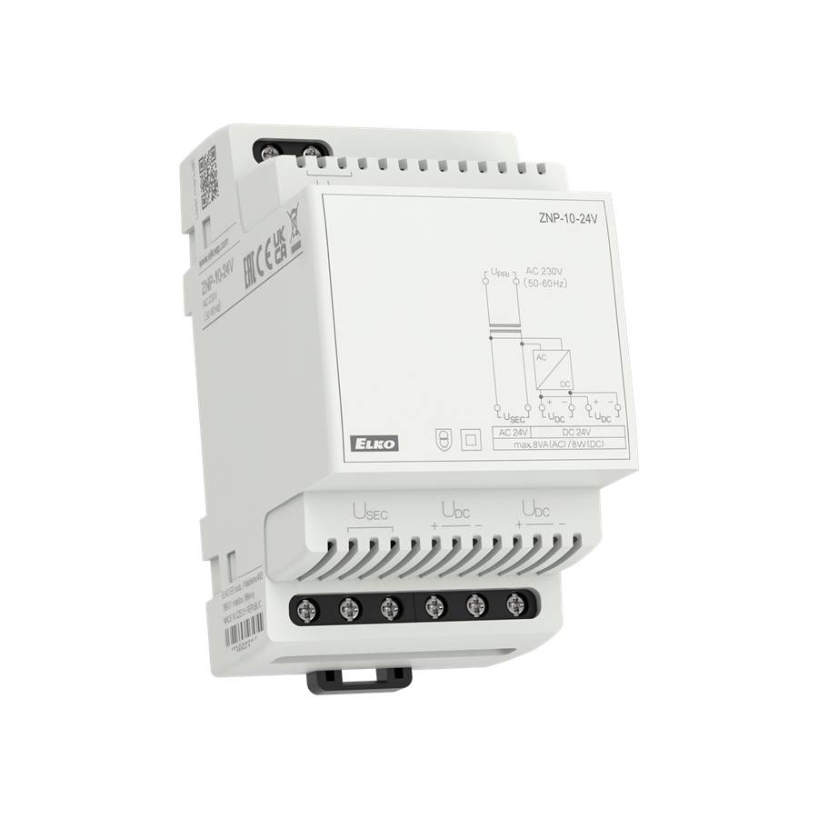 Netzgerät ZNP-10 /24V, unstabilisiert, 8VA, AC/DC 24V, 3-Modul Hutschienenmontage