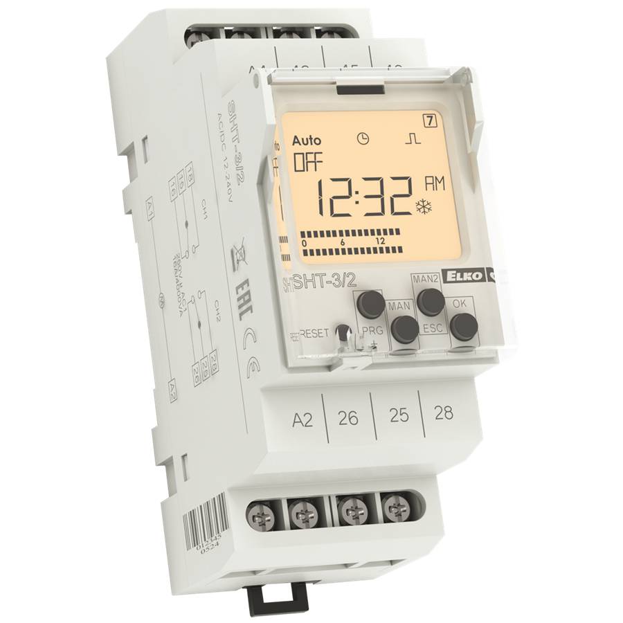 Digital Zeitschaltuhr SHT-3/2/UNI, 2 Kanäle, Jahresprogramm, 12-240V AC/DC