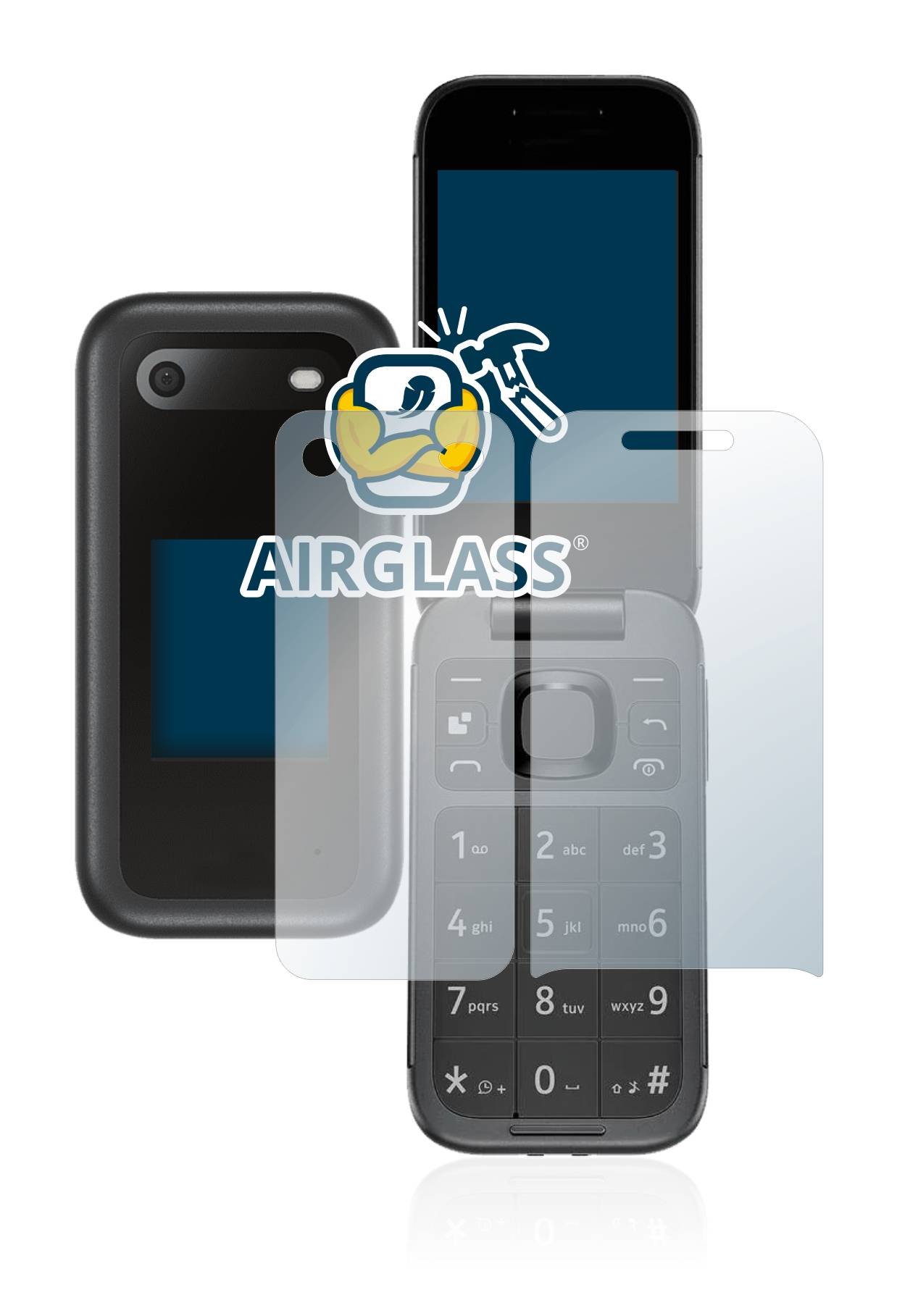 BROTECT AirGlass Glas Panzer-Folie für Nokia 2660 Flip (Display+Rückseite) - Schutzglas