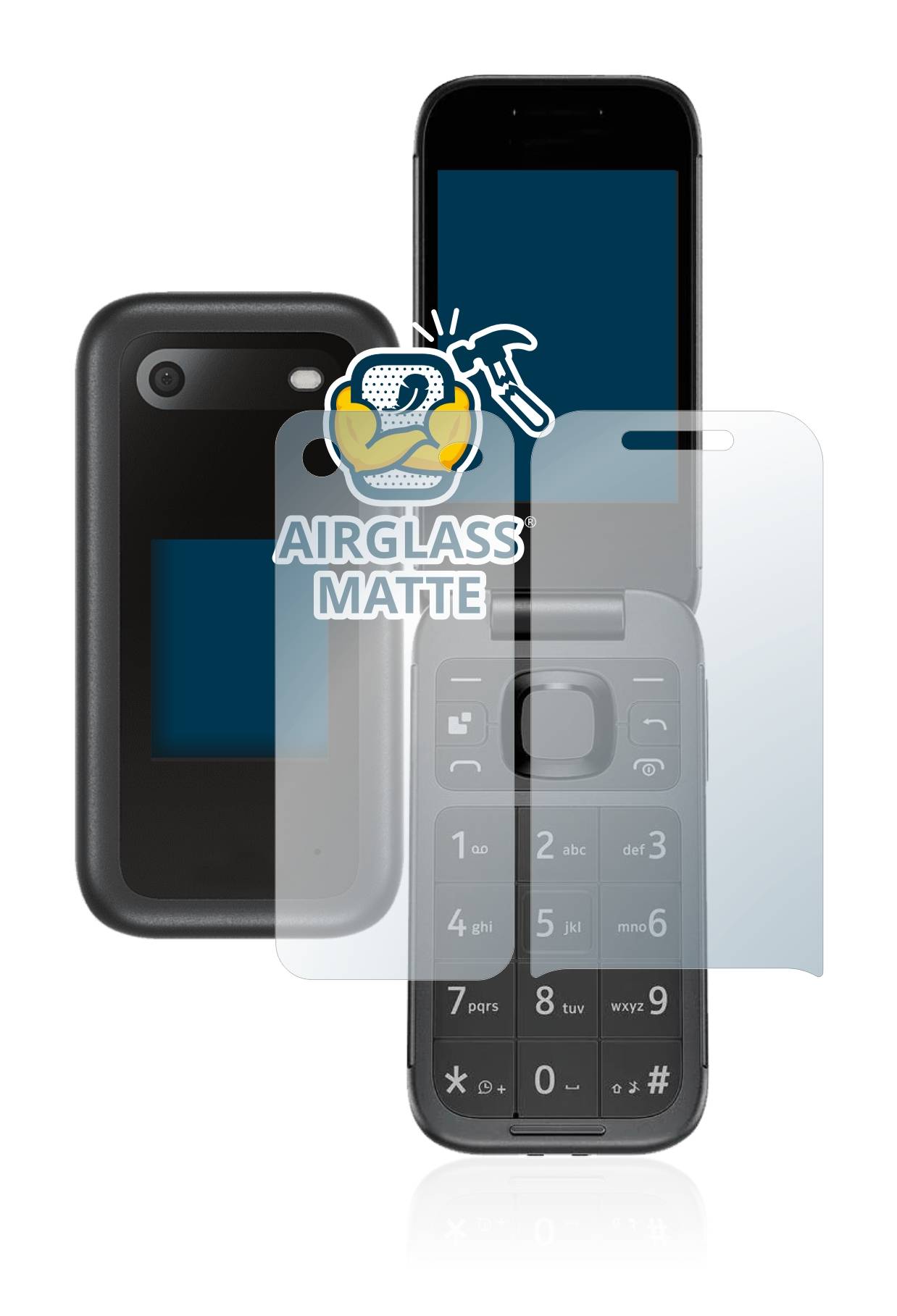 BROTECT AirGlass Matt Glas Schutz Folie für Nokia 2660 Flip (Display+Rückseite)