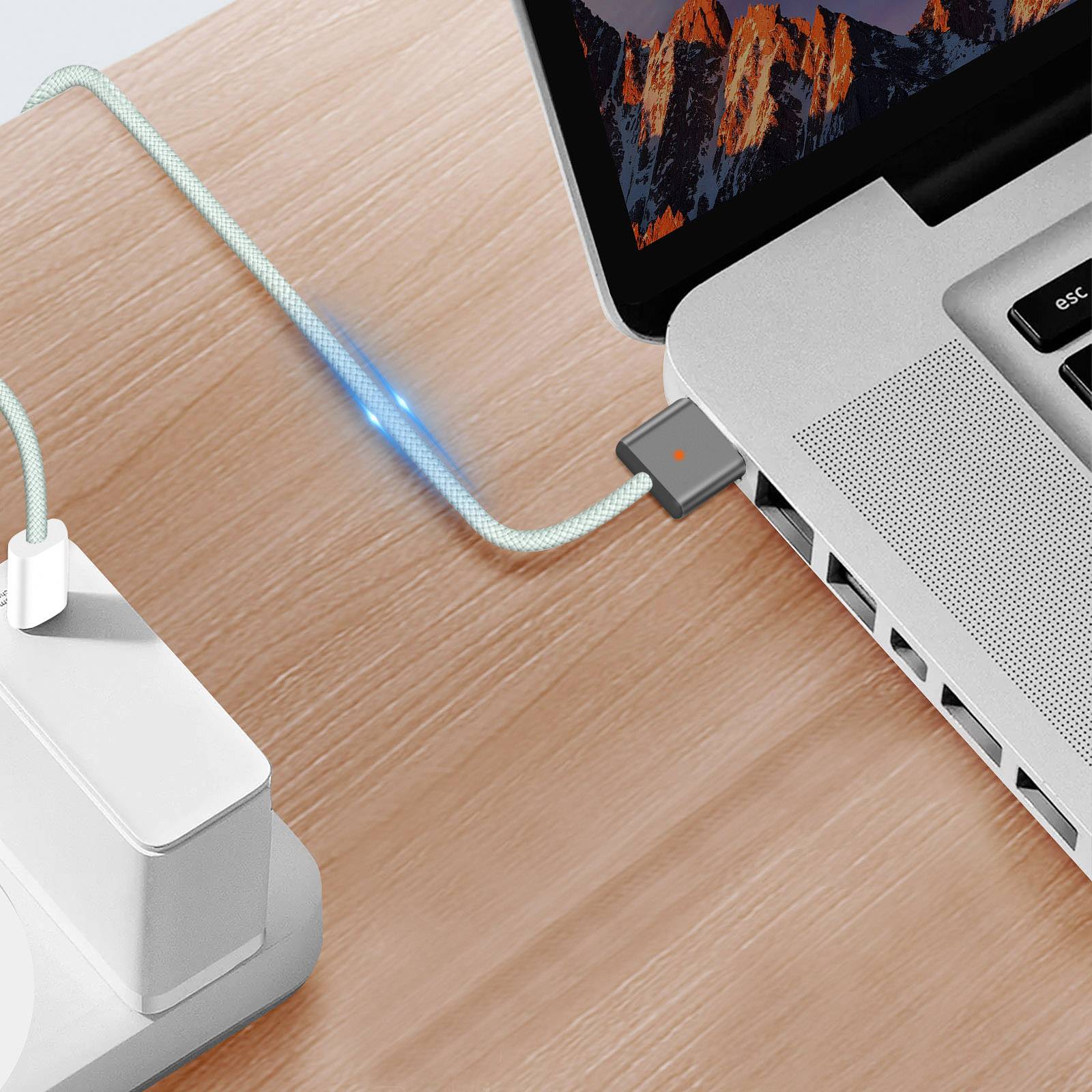 Apple USB-C®, MagSafe 3 MacBook Ladekabel [1x USB-C® - 1x MagSafe 3] 2.00 m Silber