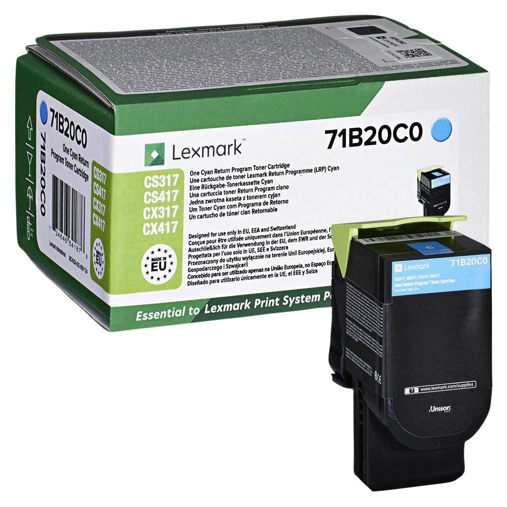 Lexmark Rückgabe Tonerkassette CS317 CS417 CS517 CX317 CX417 CX517 Original Cyan 2300 Seiten 71B20C0