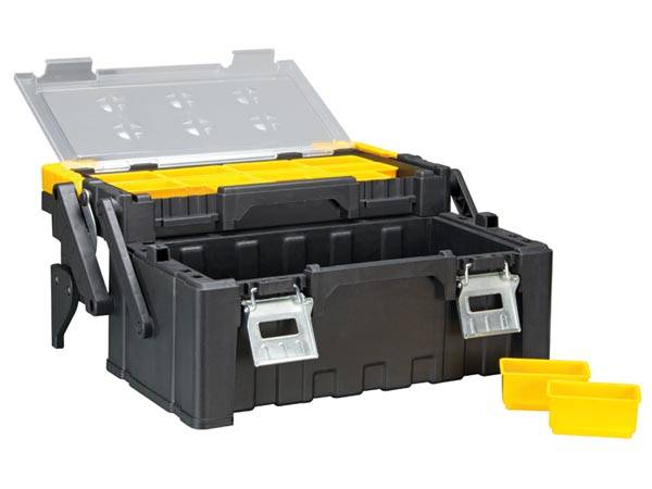 Kunststoff-werkzeugkasten mit herausnehmbaren boxen