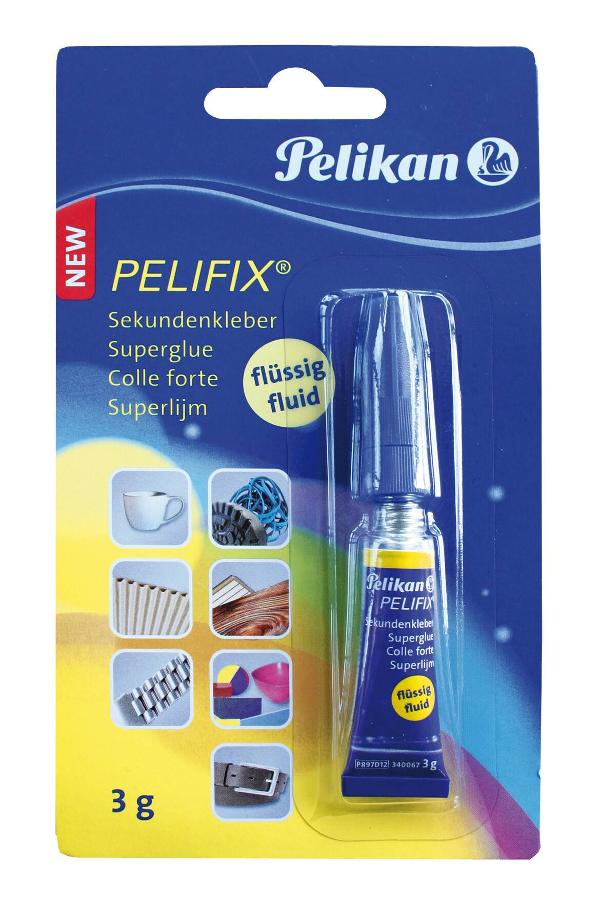 Pelikan 340067 Sekundenkleber, flüssig, schnelltrocknend, 3 g, glasklar