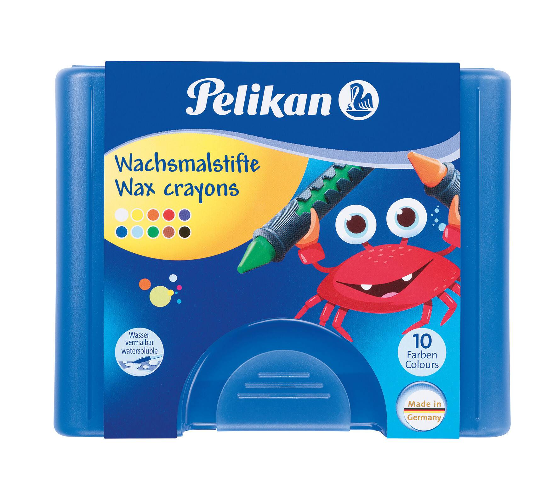 Wachsmalstift 655/10, rund, 8 Farben, Box mit 10 Stück + 1 Schaber