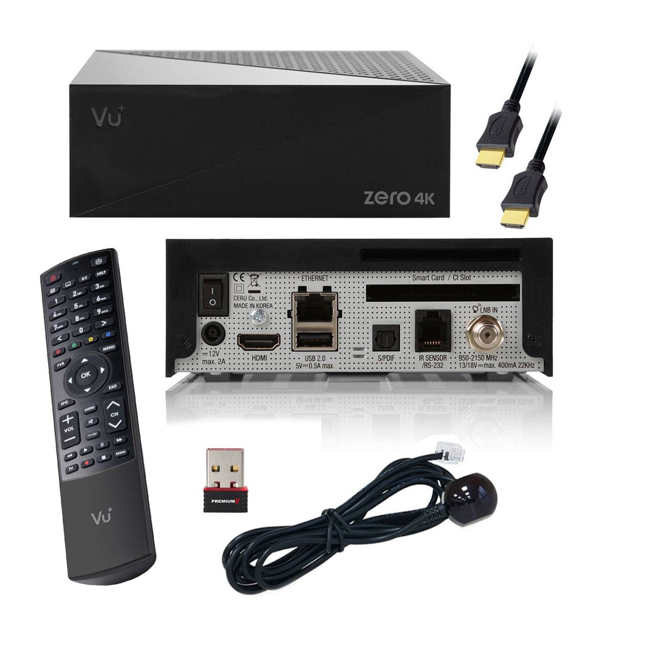 VU+ Zero 4K 1x DVB-S2 Multistream Tuner Linux Sat Receiver HbbTV CI UHD 2160p H265 PremiumX Wlan Stick bis 150 Mbit´s