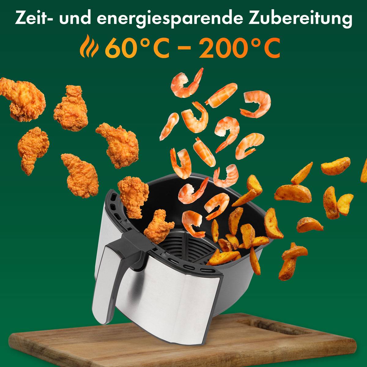 Profi Cook PC-FR 1239 H Heißluft-Fritteuse 5.5 l Edelstahl, Schwarz