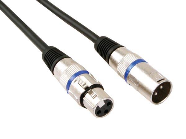 PROFESSIONELLES XLR-KABEL, XLR-STECKER AUF XLR-BUCHSE - SCHWARZ (3m)