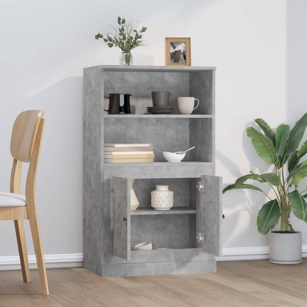 vidaXL Highboard Betongrau 60x35,5x103,5 cm Holzwerkstoff
