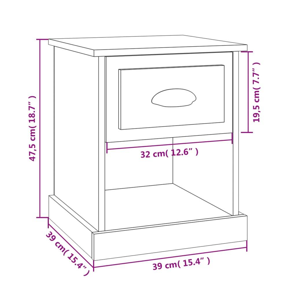 vidaXL Nachttisch Schwarz 39x39x47,5 cm Holzwerkstoff