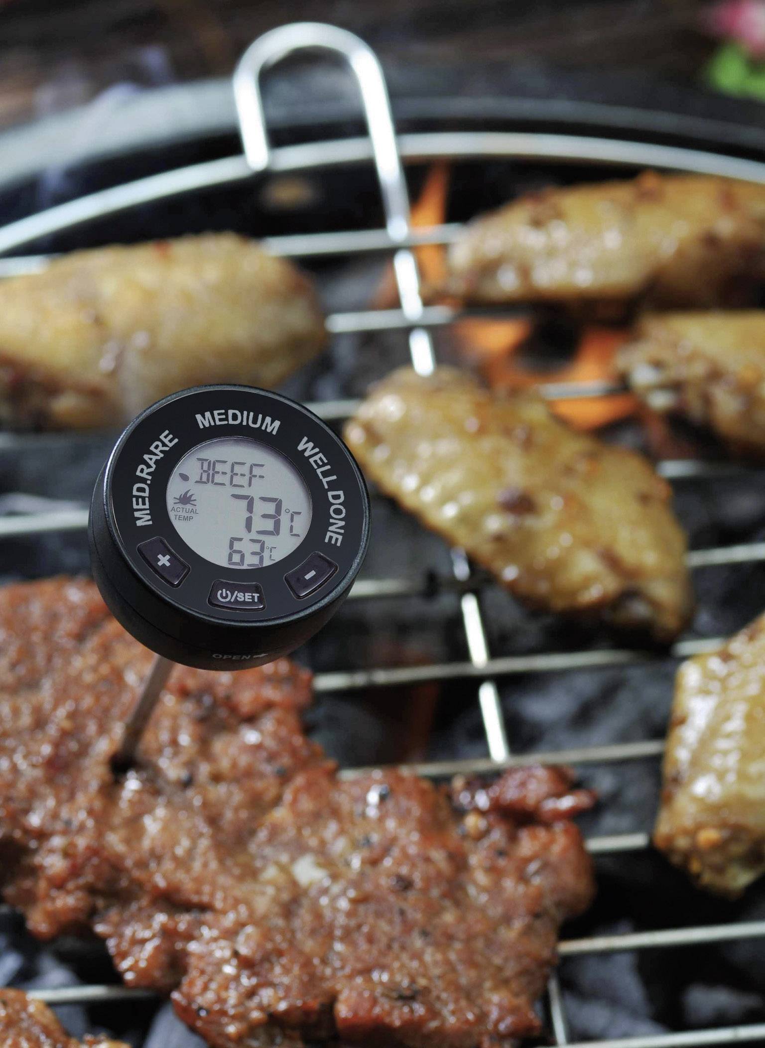 Sunartis 5-9000 Grill-Thermometer Alarm, Automatisches Abschalten, Überwachung der Kerntemperatur Schwein, Rind, Lamm, Kalb
