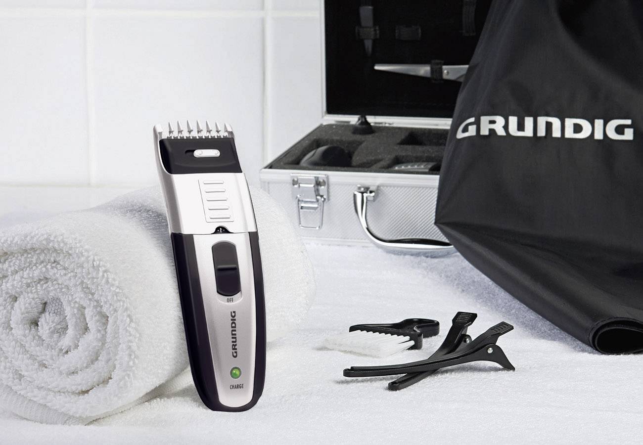 Grundig GMM9110 Bartschneider, Haarschneider abwaschbar, im Koffer Schwarz, Silber