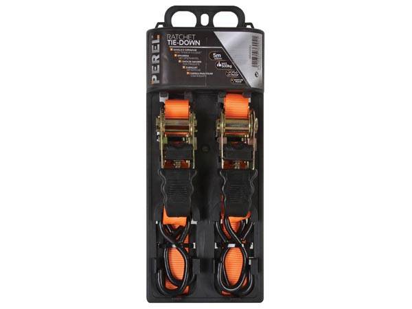 SANGLE D'ARRIMAGE AVEC TENDEUR À CLIQUET 500 kg - 25 mm x 5 m - 2 pcs