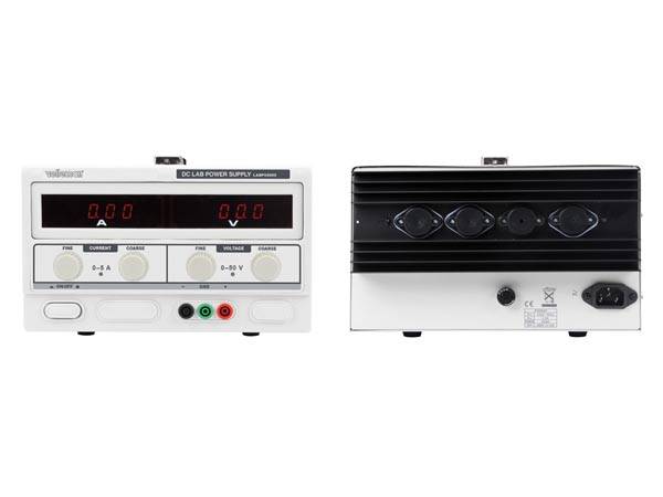 Dc-labornetzgerät 0-50 vdc / 0-5 a max. mit 2 led-displays