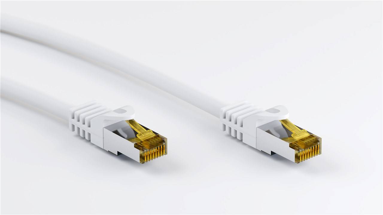 Goobay 91093 RJ45 Patchkabel CAT 6A S/FTP (PiMF) mit CAT 7 Rohkabel Netzwerkkabel 500 MHz Internetkabel LAN Weiß 2m