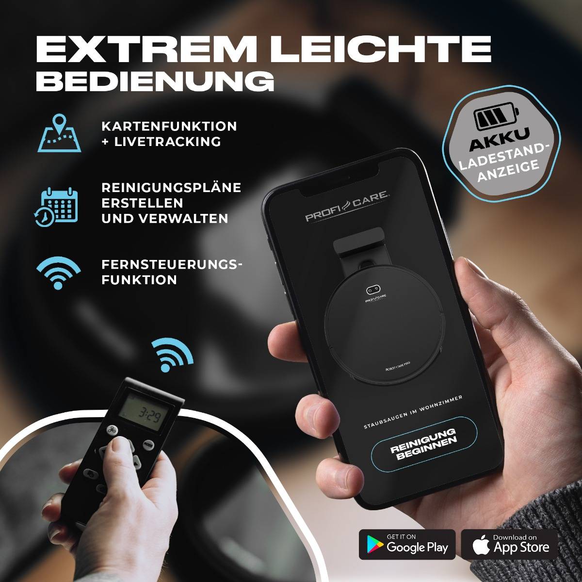 PROFI CARE Saug/Wischroboter PC-BSR 3108 sw WiFi