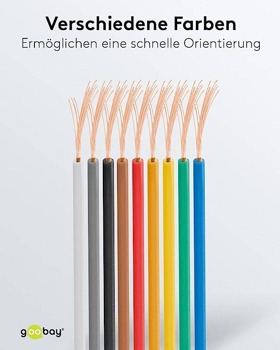 Goobay 55041 Kupferlitze 1adrig isoliert Kupferkabel mehrdrähtig Klingeldraht 18x 0,1mm AWG 26 Litze Kabellitze Gelb 10m