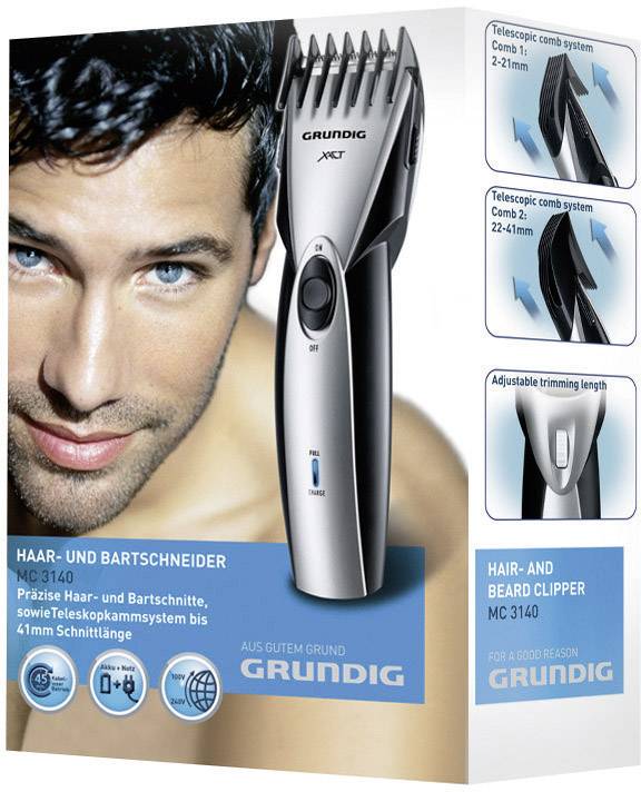 Grundig MC 3140 Bartschneider, Haarschneider abwaschbar Schwarz, Silber