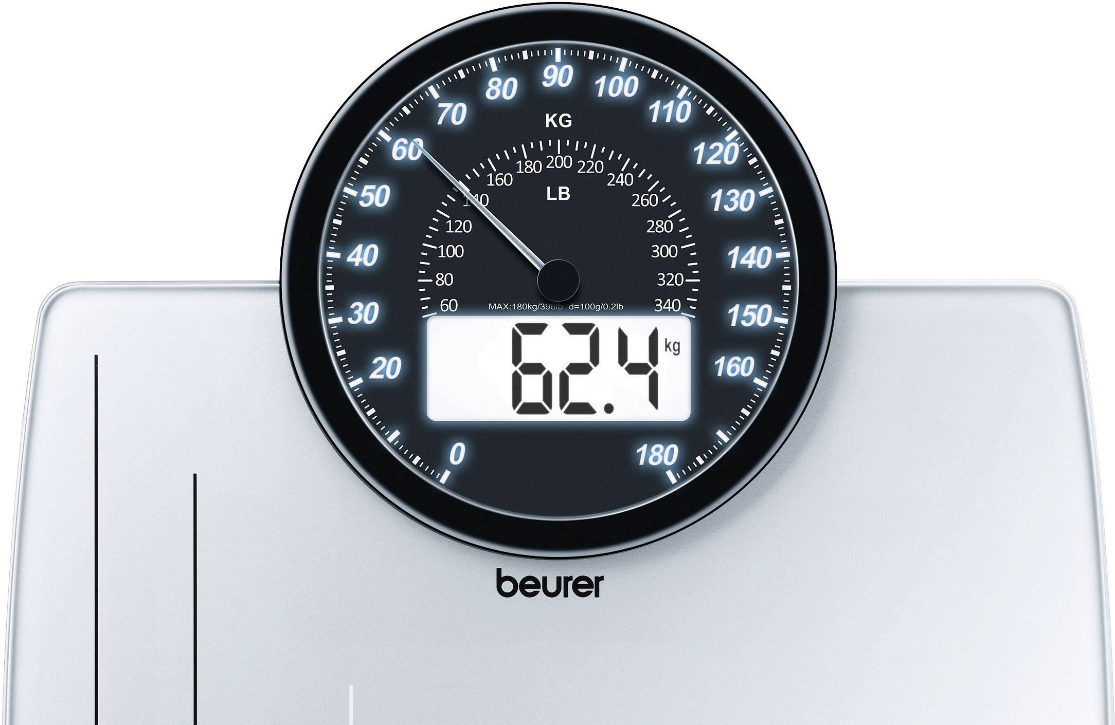 Beurer GS 58 Personenwaage 766.10 digital Wägebereich (max.)=180 kg Weiß, Schwarz
