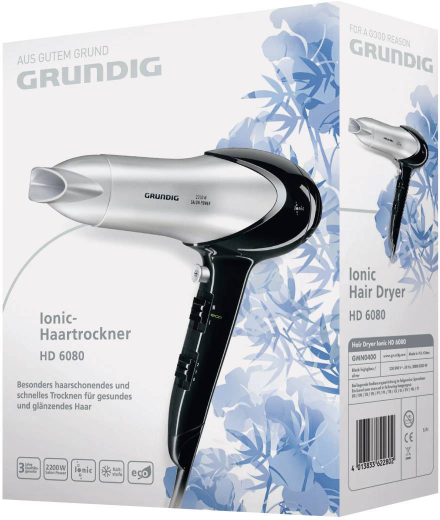 Grundig GMN0400 Haartrockner Schwarz/Silber