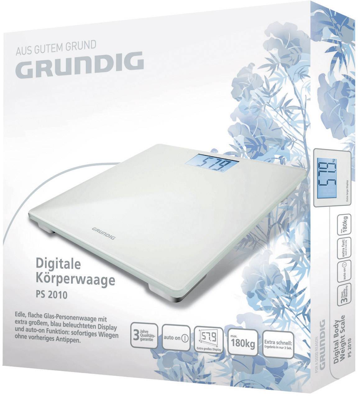 Grundig PS 2010 Digitale Personenwaage Wägebereich (max.)=180kg Glas, Weiß