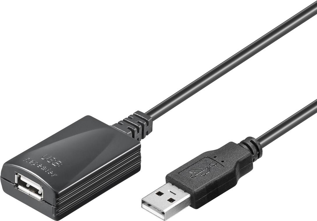 Goobay 68876 Aktives USB A Verlängerungskabel mit integriertem Verstärker USB 2.0 Extender Verlängerung Kabel Schwarz 5m
