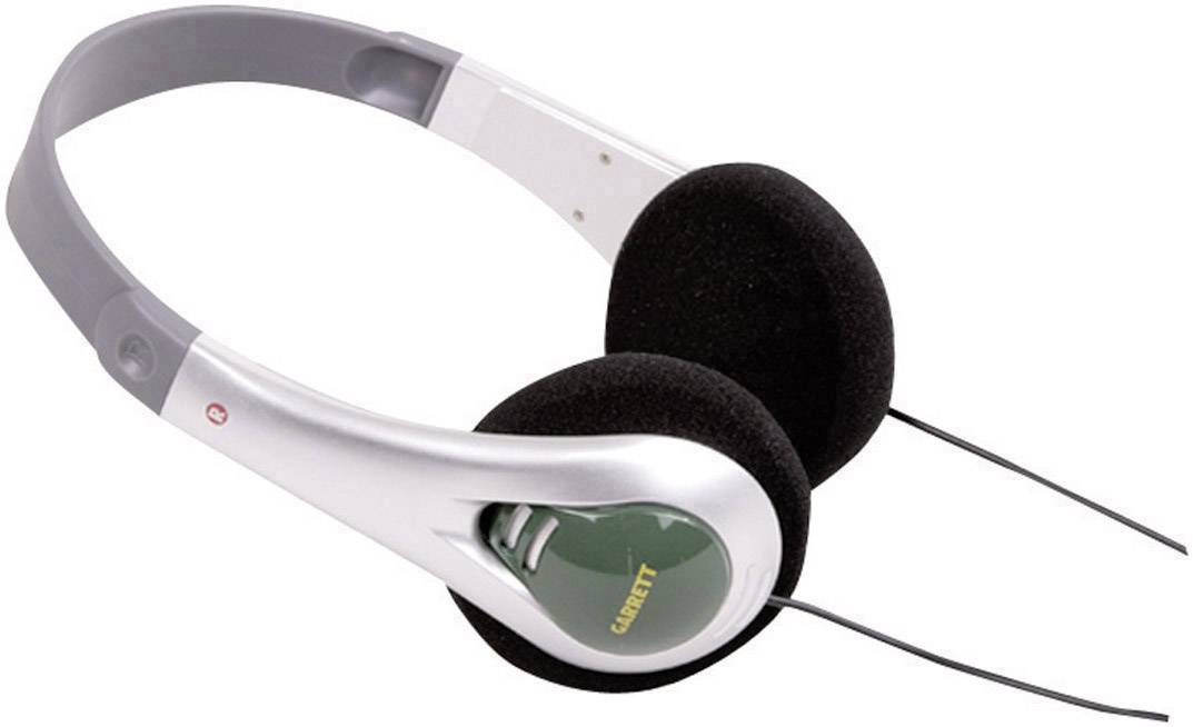 Schwarz-silberne Kopfhörer mit grünem Akzent auf der Ohrmuschel, verbunden durch ein dünnes Kabel. Geeignet für Audio-Wiedergabe.