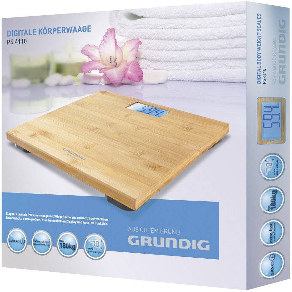 Grundig PS4110 Digitale Personenwaage Wägebereich (max.)=180kg Bambus