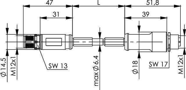 TELEGÄRTNER STX M12x1-M12x1 VL X-kod. Cat.6A, CP01CS02B-SFTP2607C7-1PUR-A0500, 5m
