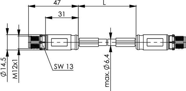 TELEGÄRTNER STX M12x1-M12x1 VL X-kod. Cat.6A, CP01CP01B-SFTP2607C7-1PUR-A0200, 2m