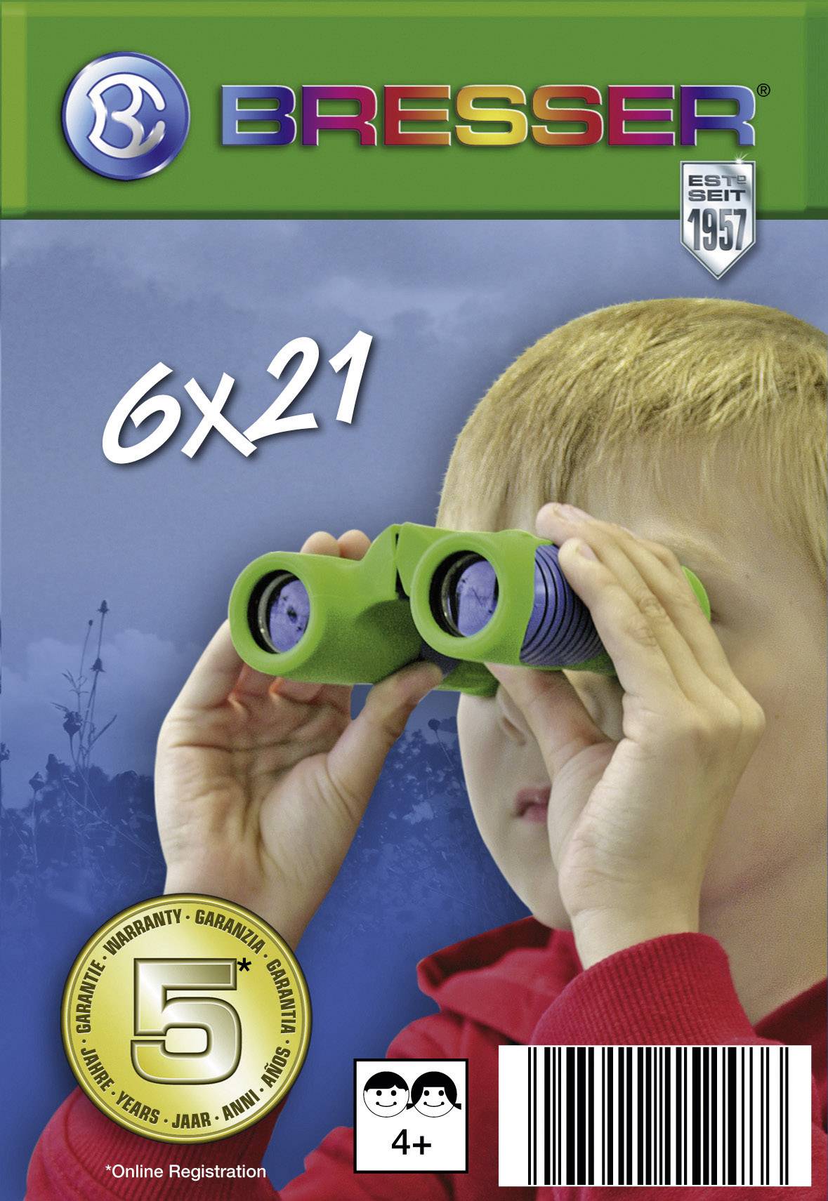 Bresser Optik Fernglas Kinderfernglas Junior 6 x 21mm Dachkant Blau, Grün 8810621