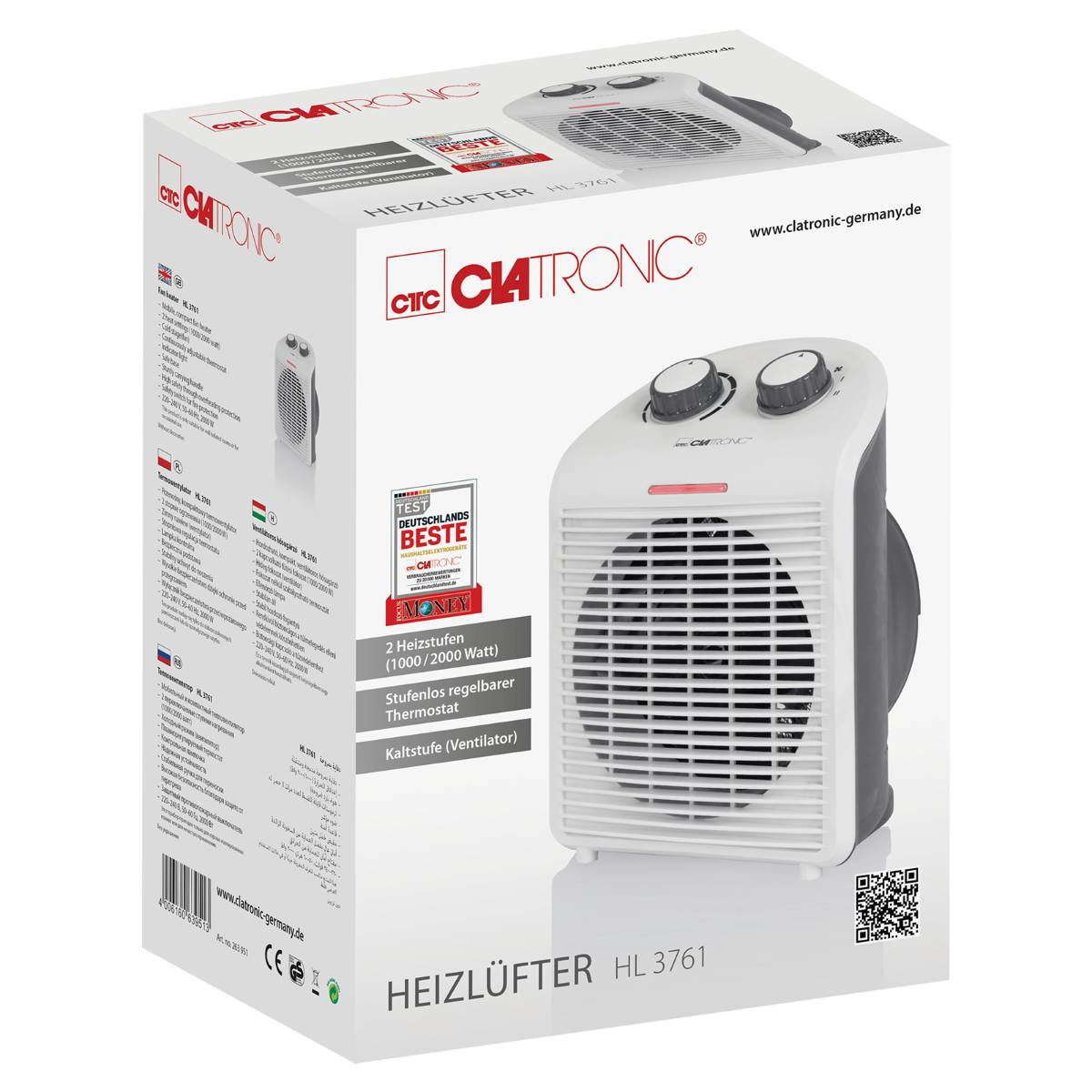 CLATRONIC Heizlüfter HL 3761, weiß/grau (95273850)
