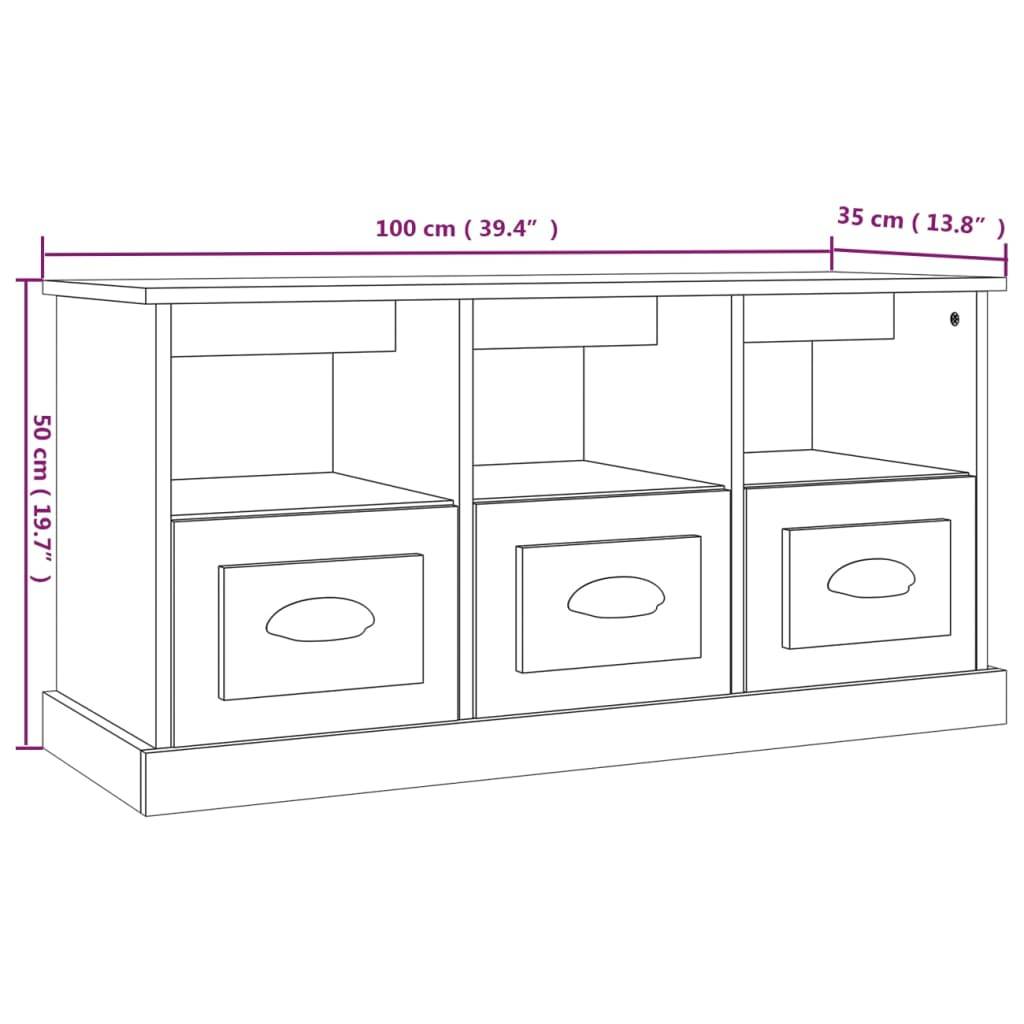 vidaXL TV-Schrank Grau Sonoma 100x35x50 cm Holzwerkstoff