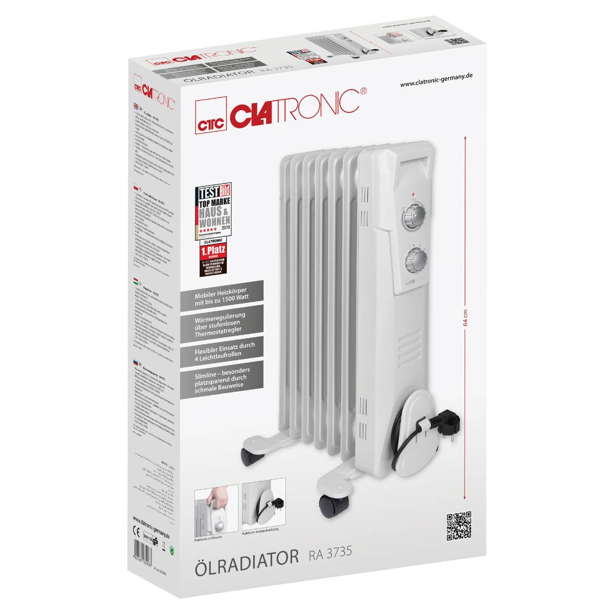 Clatronic RA 3735 - Ölradiator - zum Aufstellen