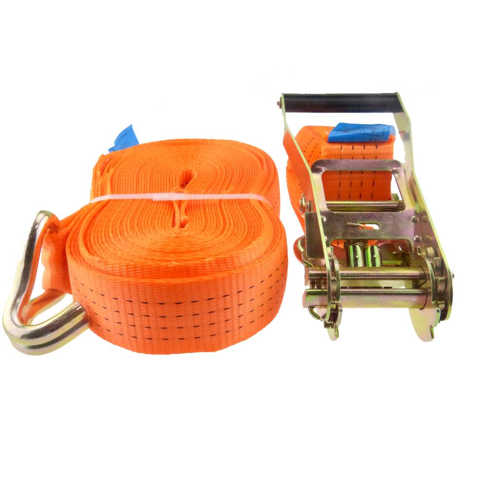 Spanngurt Zurrgurt mit Ratsche 2-teilig 4000 kg (2000 daN) Spitzhaken 50 mm breit 10 m lang orange