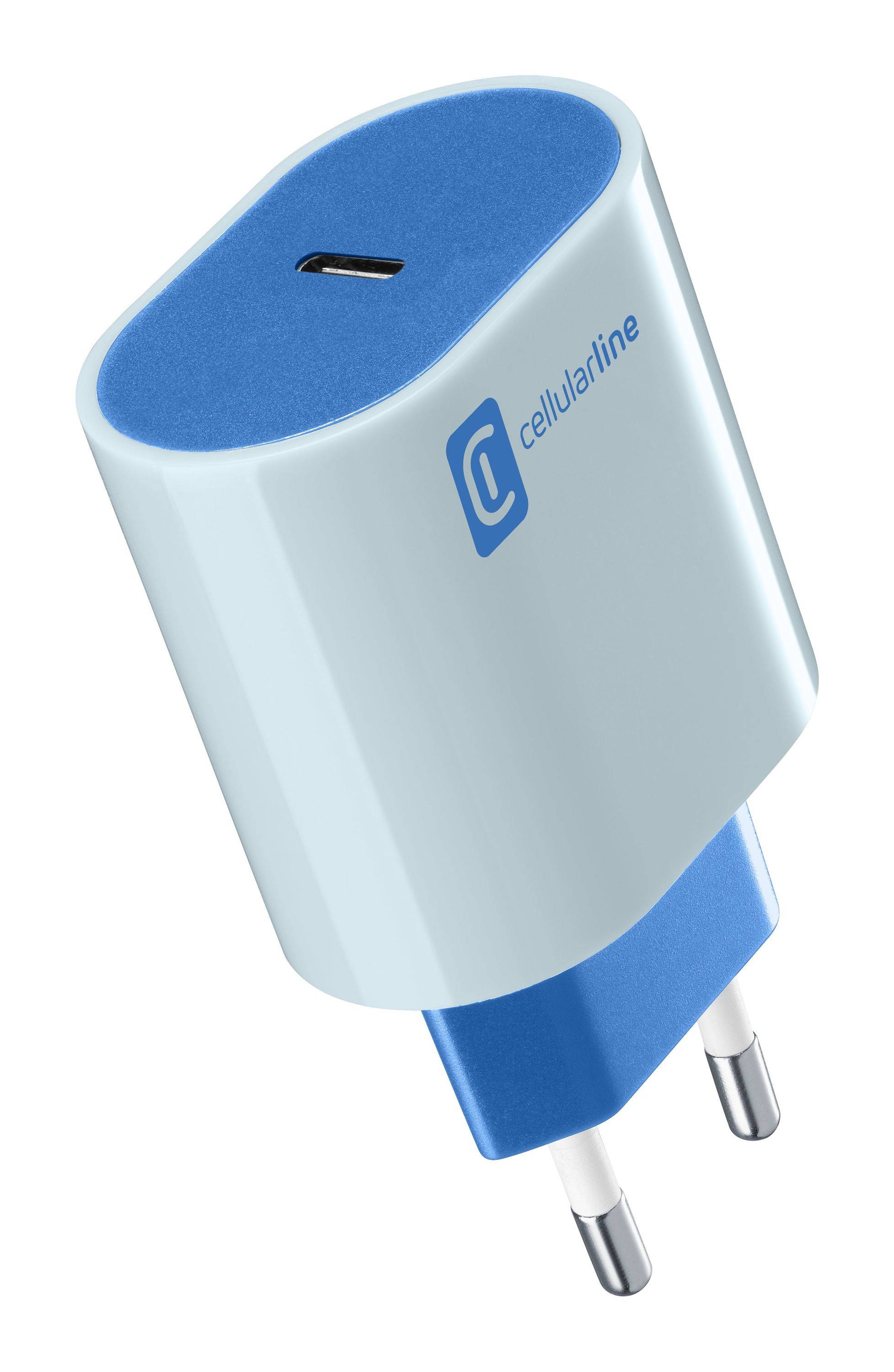 Cellularline USB-C Charger #Stylecolor - Universal, Indoor, AC, Blau