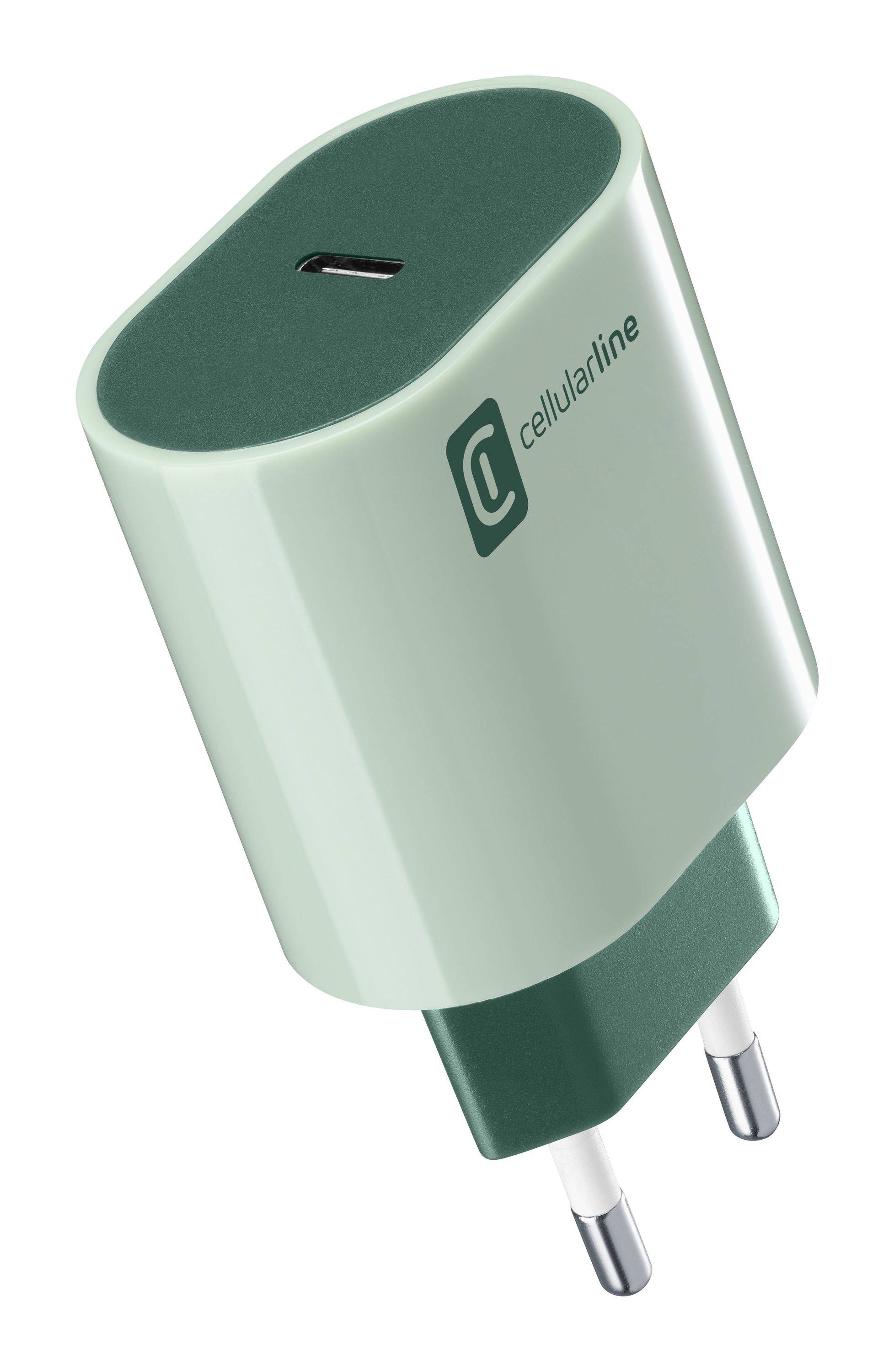 Cellularline USB-C Charger #Stylecolor - Universal, Indoor, AC, Grün, Mintfarbe