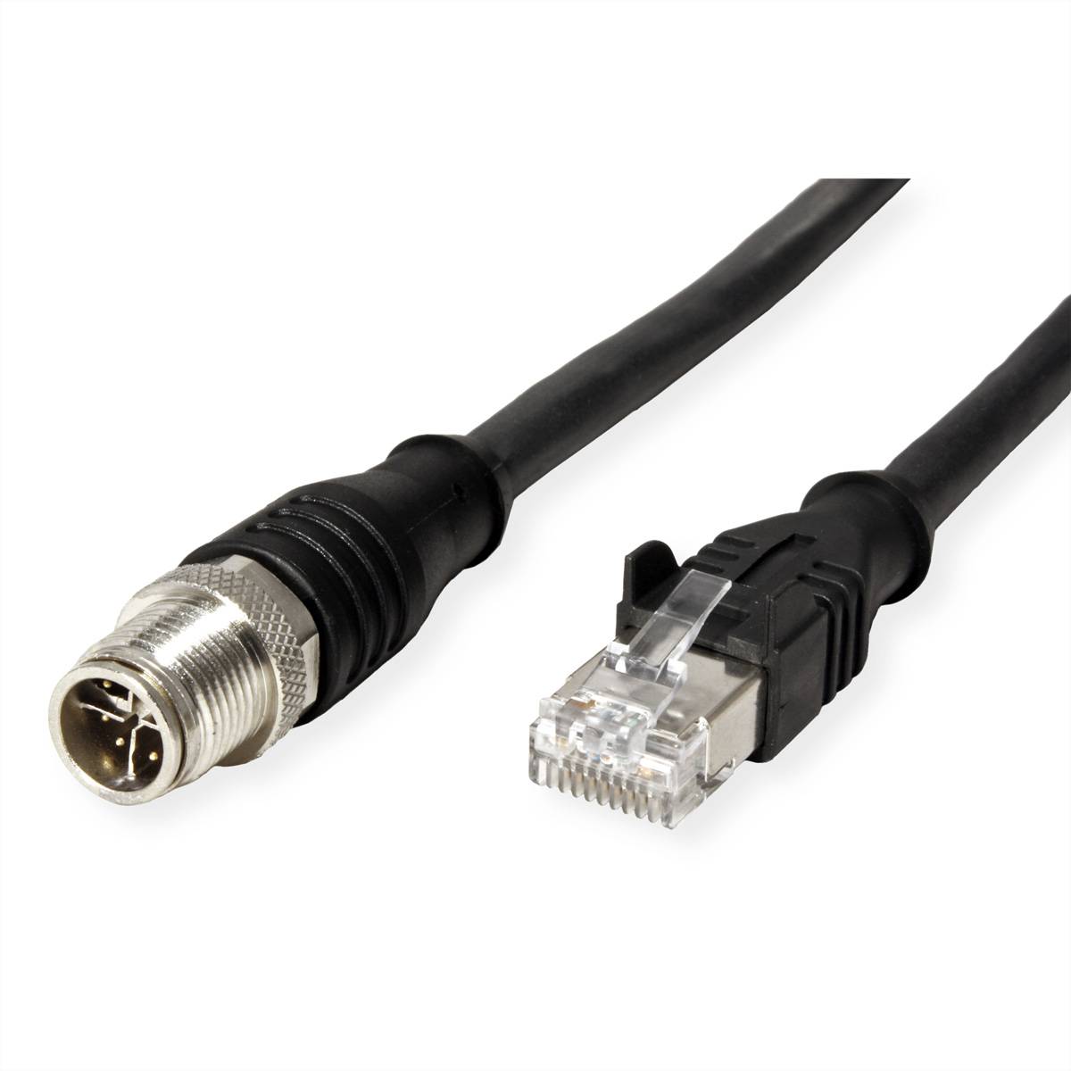 Metz Connect Verbindungsleitung M12 ST-RJ45 ST, 4-polig X-kodiert, schwarz, 10m