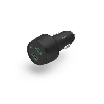 hama 00201632 Auto-Schnellladegerät, 2x USB-C Power Delivery/Qualcomm®, 45 W, Schwarz