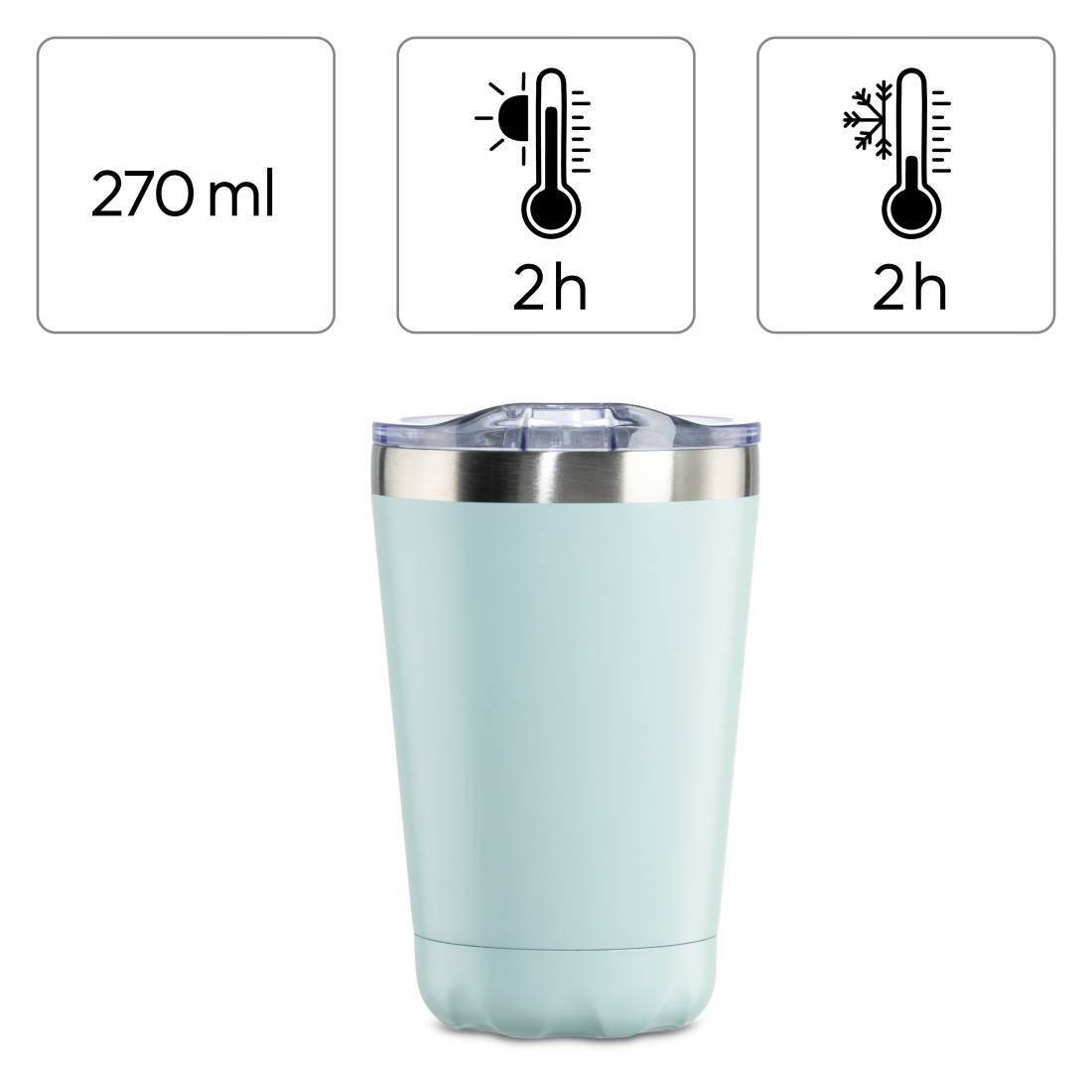XAVAX Hama To Go - Becher - Rund - 0,27 l - Blau - Edelstahl - Transparent - Kunststoff - Edelstahl - 2 h
