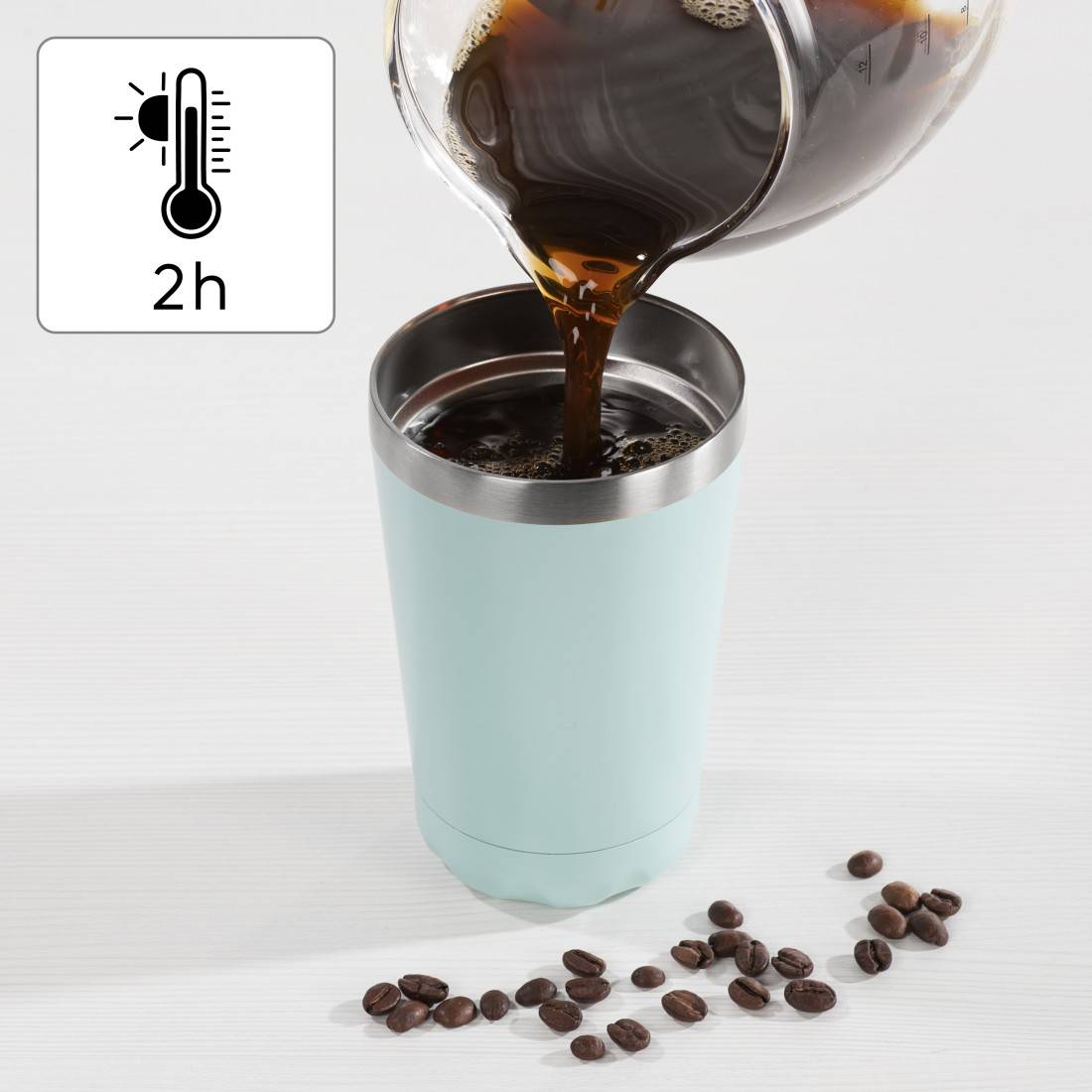 XAVAX Hama To Go - Becher - Rund - 0,27 l - Blau - Edelstahl - Transparent - Kunststoff - Edelstahl - 2 h