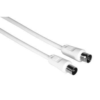hama 00205030 Antennen-Kabel, Koax-Stecker - Koax-Kupplung, 5 m, 75 dB, Weiß
