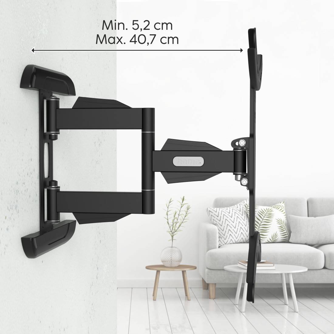 hama 00118619 TV-Wandhalterung FULLMOTION, 3 Sterne, 165 cm (65"), Schwarz